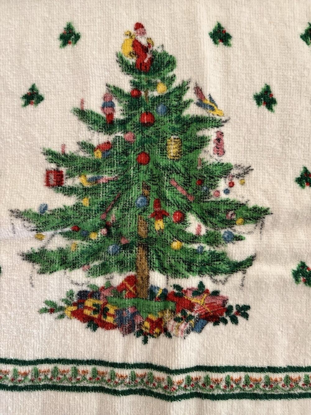 Vintage Spode Christmas Tree Kitchen Tea Dish Towel 100% Cotton